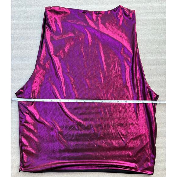 EUC PrettyLittleThing Metallic Pink Purple Sleeveless Top – Size US 12 (UK 16) - Picture 4 of 5
